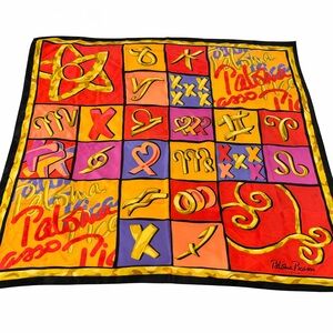 Vintage Paloma Picasso Love Hearts Scarf Made Italy Pop Art Red Pink Orange XO
